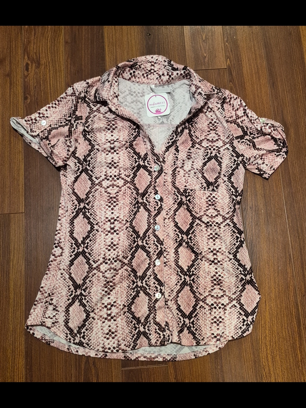 DNA couture Pink and Black Snake Print Top